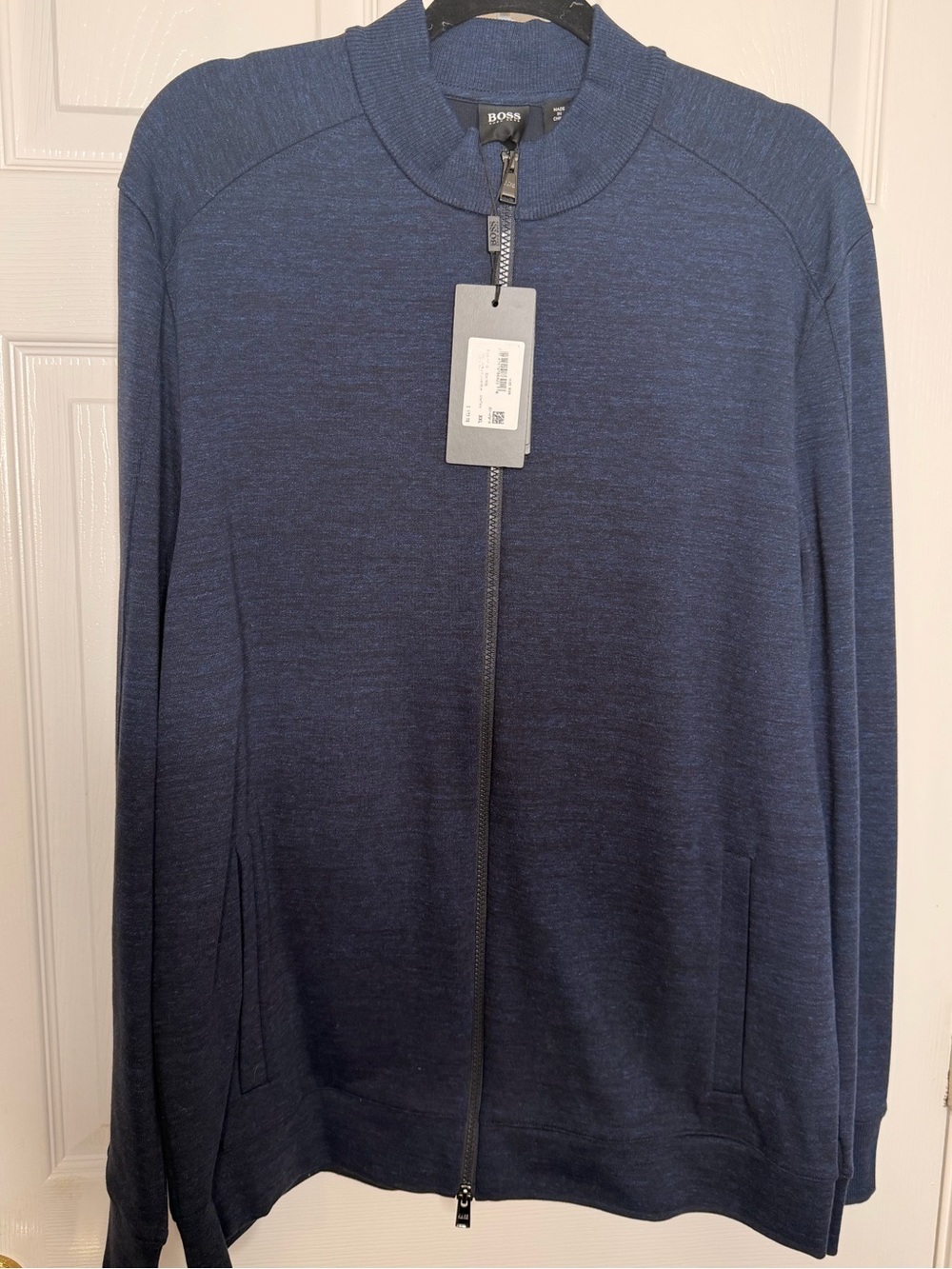 Hugo Boss Men's Navy Full-Zip Knit Sweater